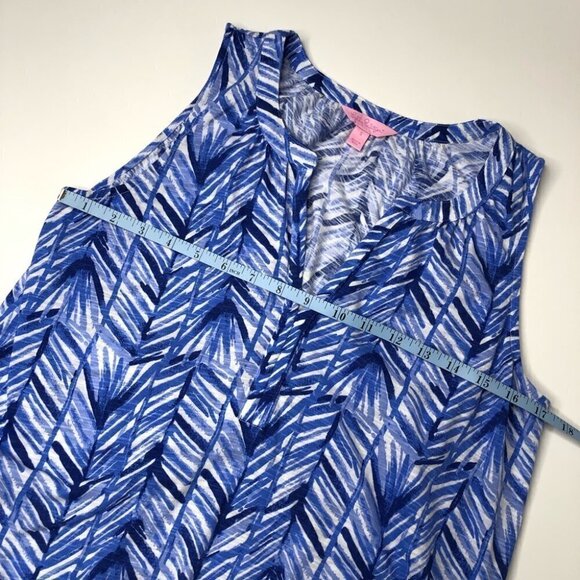 Lilly PULITZER Kipper Lapis Periwinkle Blue Fern Beachy Boho Chic Fringe Tank - Picture 13 of 13